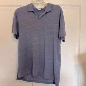 Onia Men’s Shaun Linen Polo Dusty Blue Size Medium